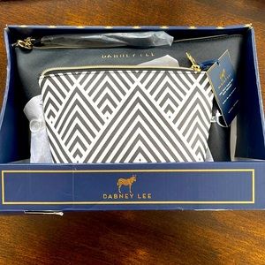 NWT DABNEY LEE 2 Piece Mini Bag Set with Wristlet, Black & White Geometric